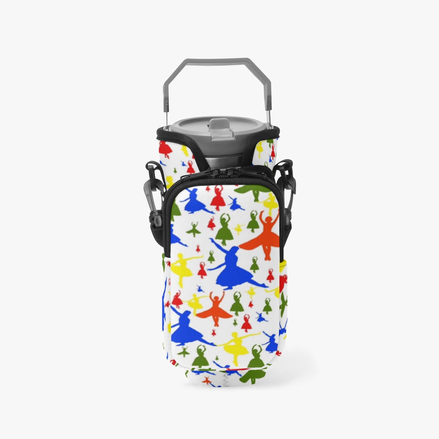 Colorful Ballerina Tumbler Sleeve with Phone Holder