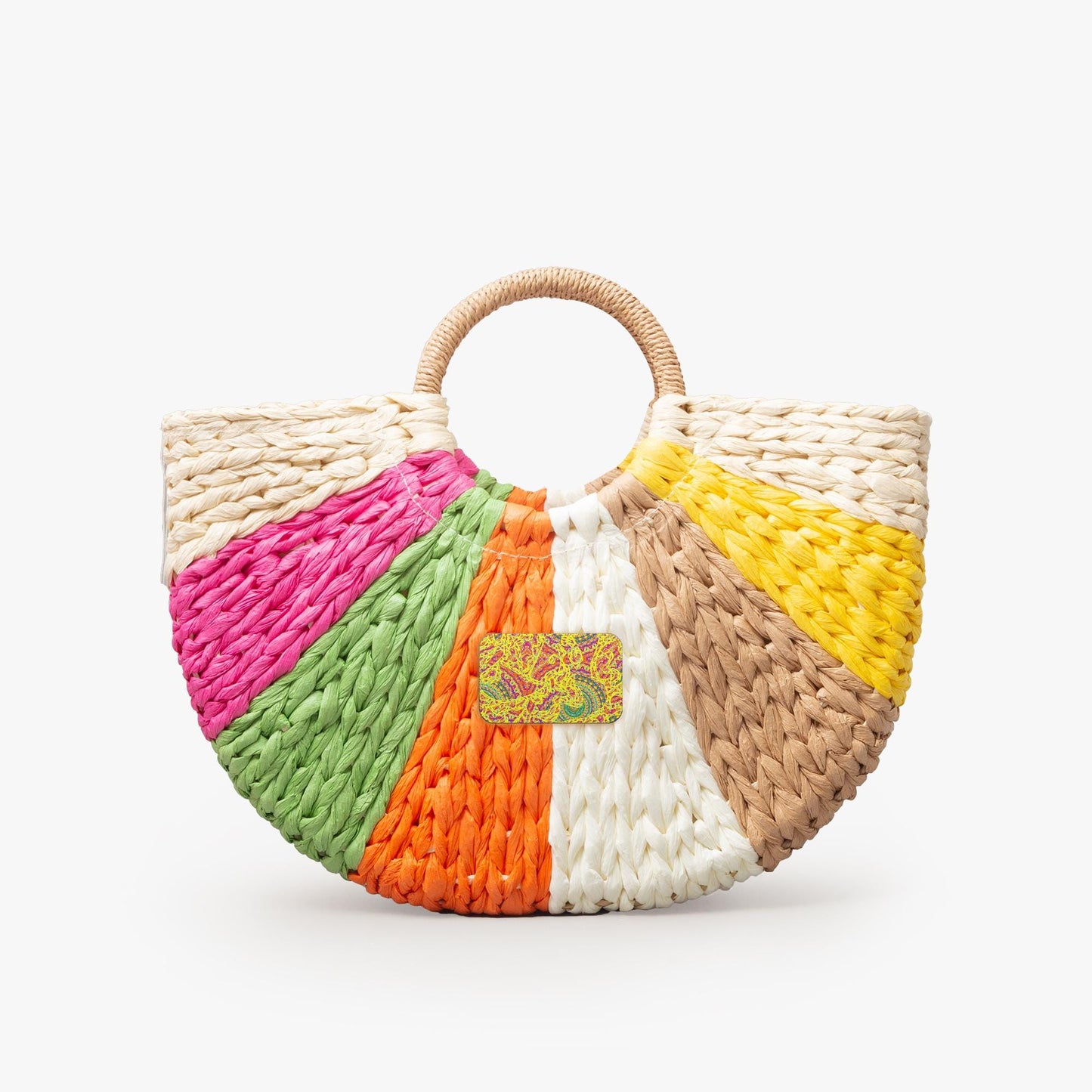 Festive Fun Straw Rainbow Handbag