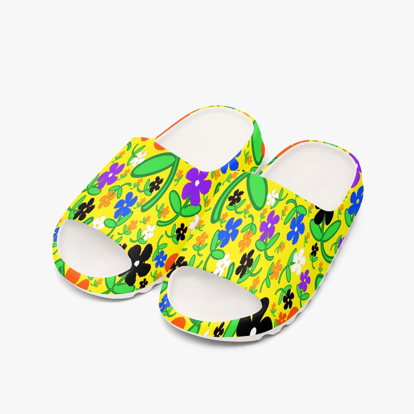 Colorful Flowers In Yellow  AOP Slides