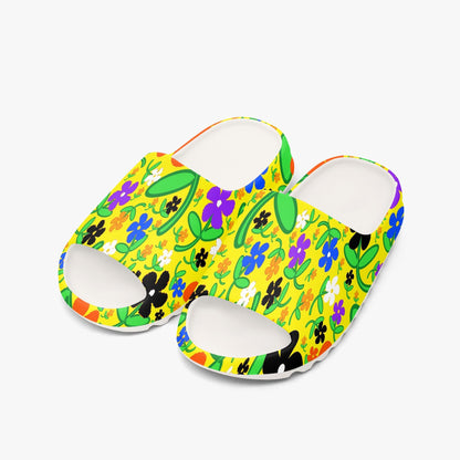 Colorful Flowers In Yellow  AOP Slides