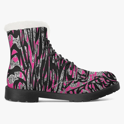 Skullfetti Faux Fur Leather Boots