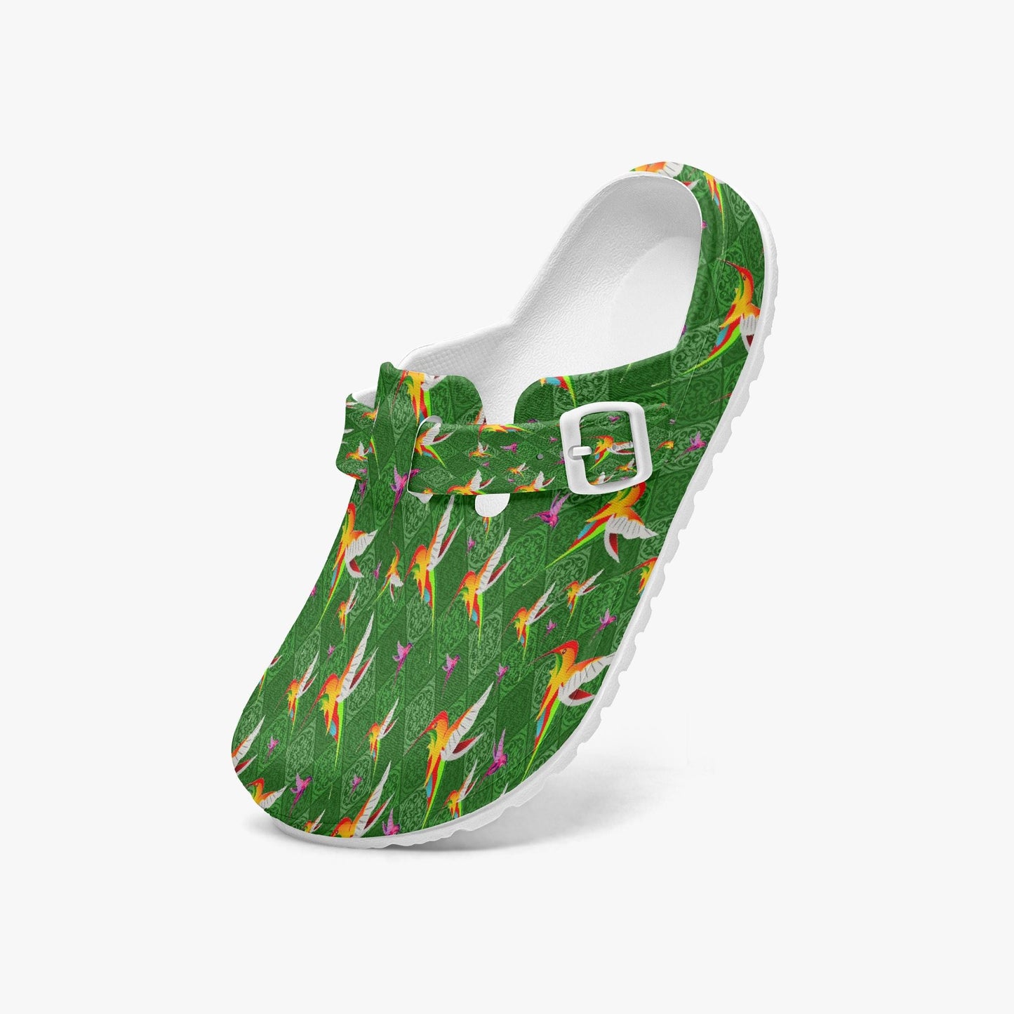 Humming Birds In Green EVA Nurse Clogs