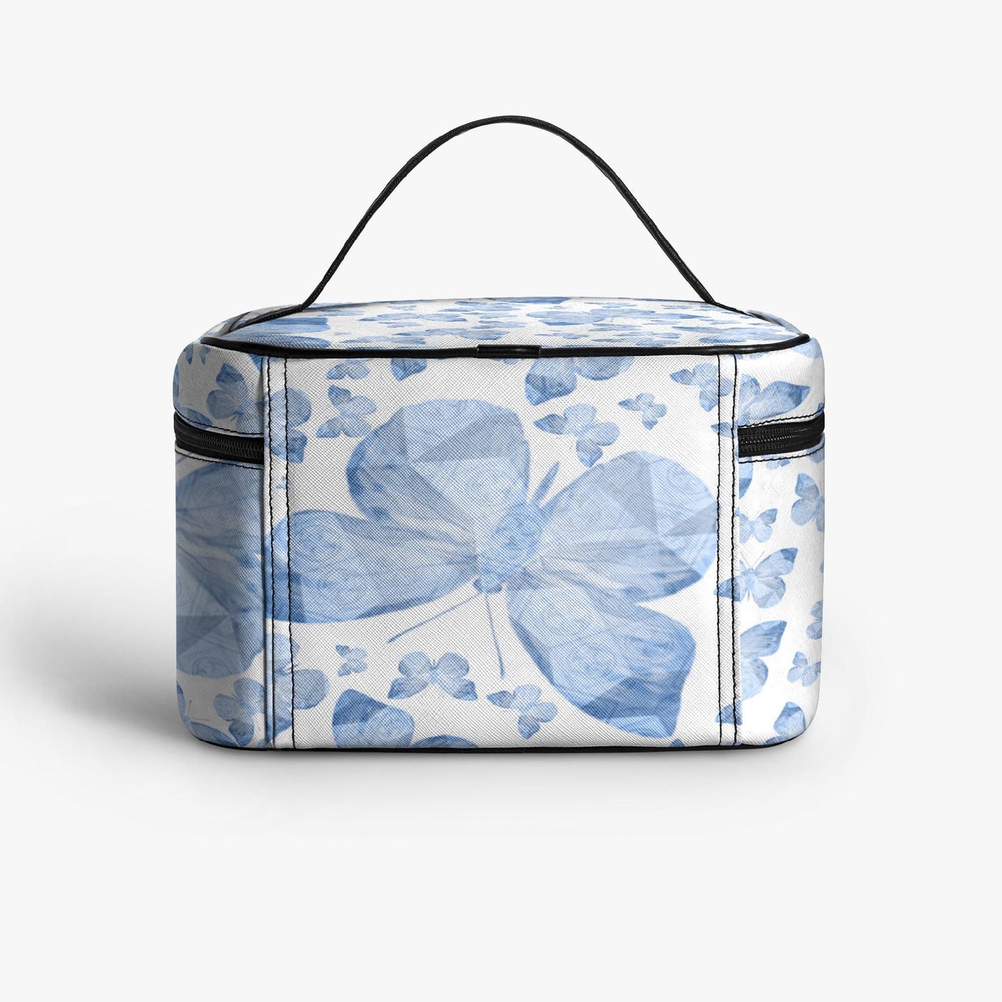 Blue Butterflies In White Travel Makeup Bag