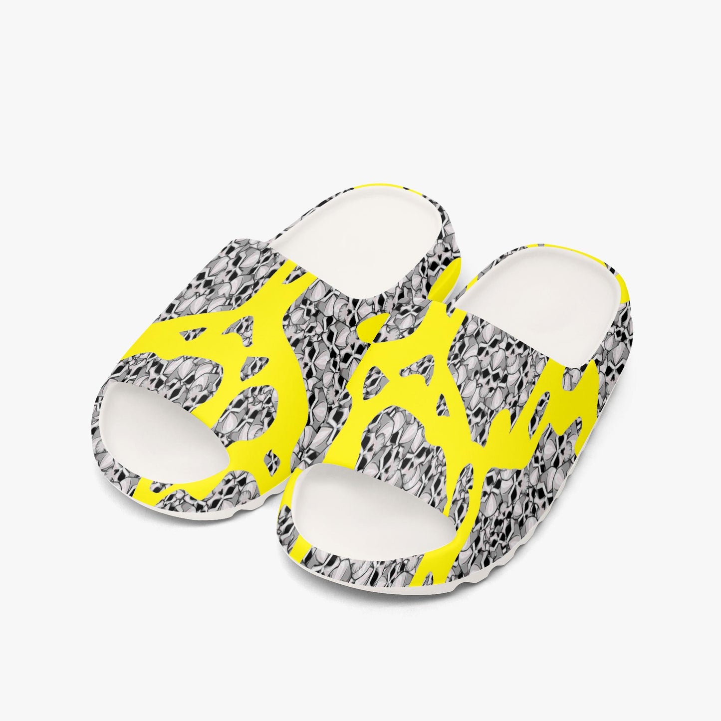 Skulls In Yellow AOP Slides
