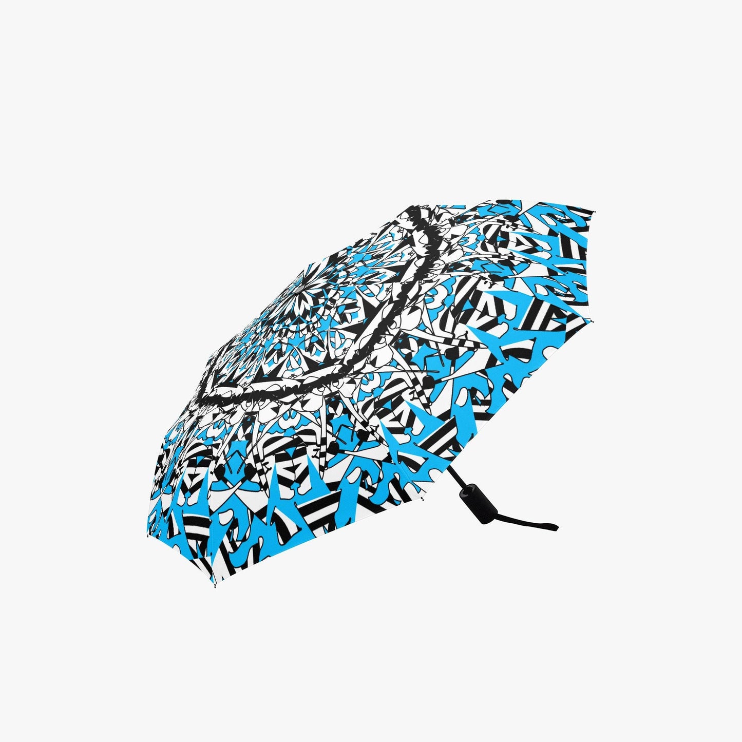 Flower Bloom In Blue Automatic Folding Umbrella