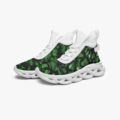 Green Fur Like  High-top Bounce Mesh Knit Sneakers