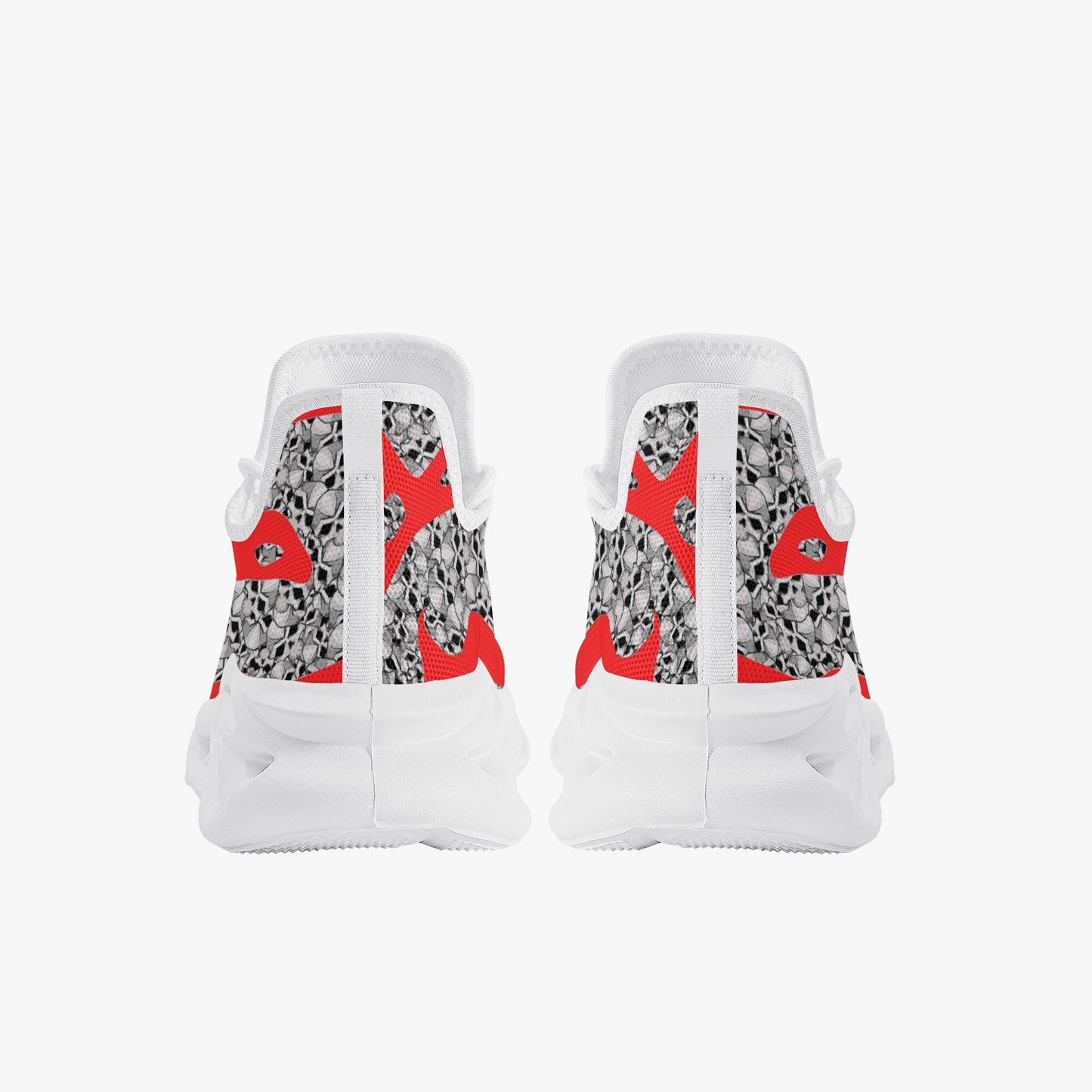 Skulls In Red Bounce Mesh Knit Sneakers - White