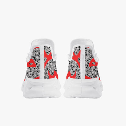 Skulls In Red Bounce Mesh Knit Sneakers - White