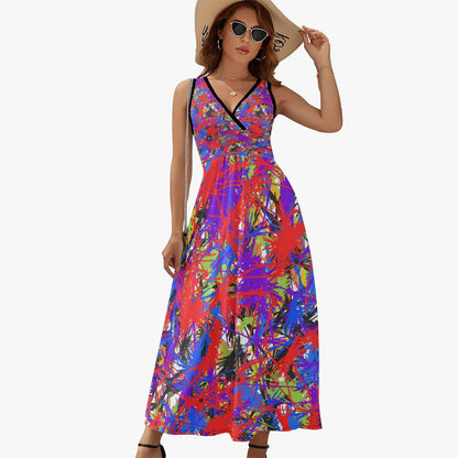 Splash Out V-neck Sleeveless Dress