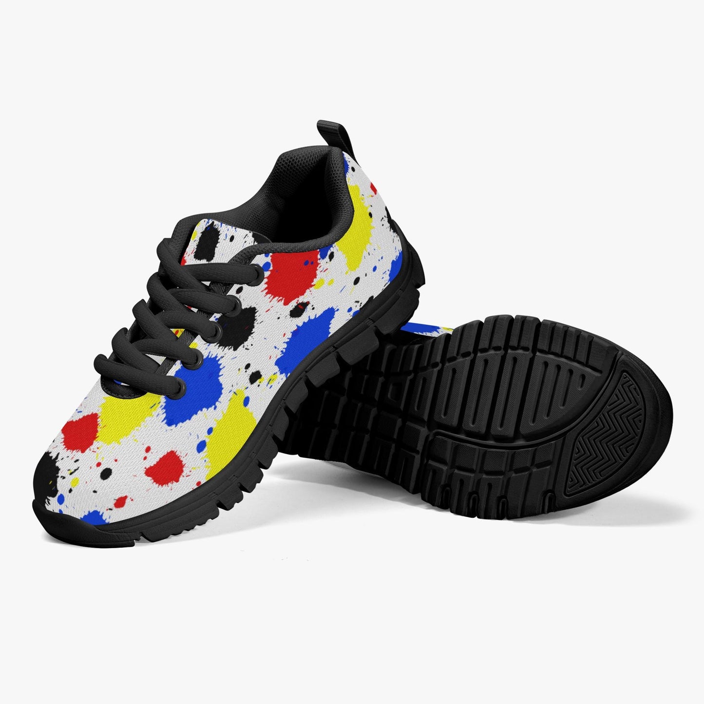 Paint Drip Lightweight Kids Mesh Sneakers - Black