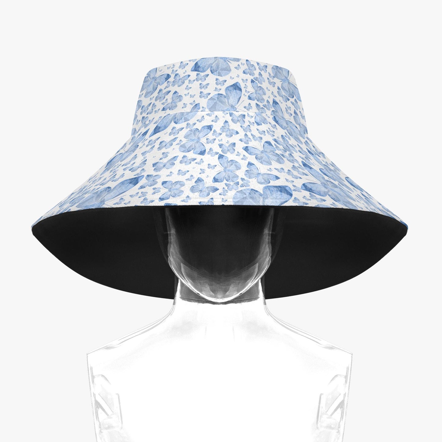 Blue Butterflies In White Boonie Hat