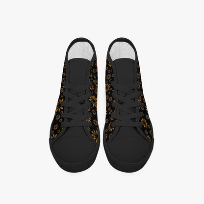 Flower Boomtelyah Kid’s High-Top Canvas Shoes-Black