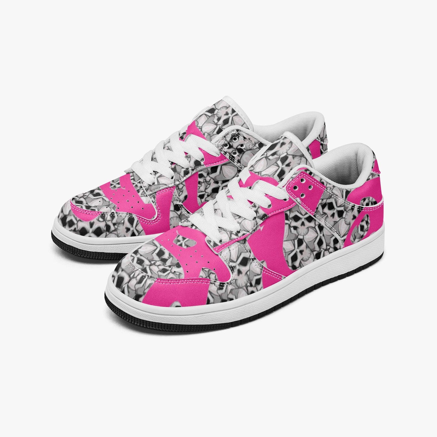Skulls In Pink Dunk Stylish Low-Top Leather Sneakers