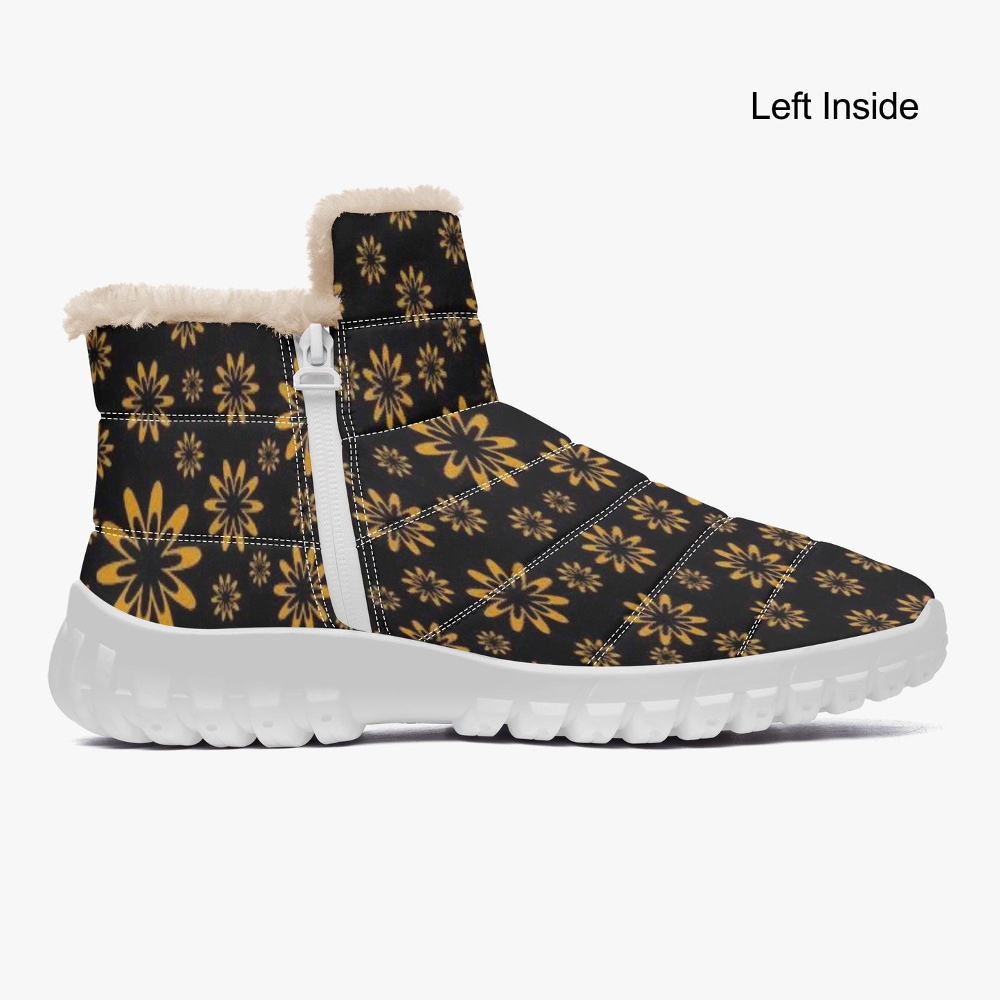 Flower Boomtelyah Cotton-pad Fur Zipper Up Boots