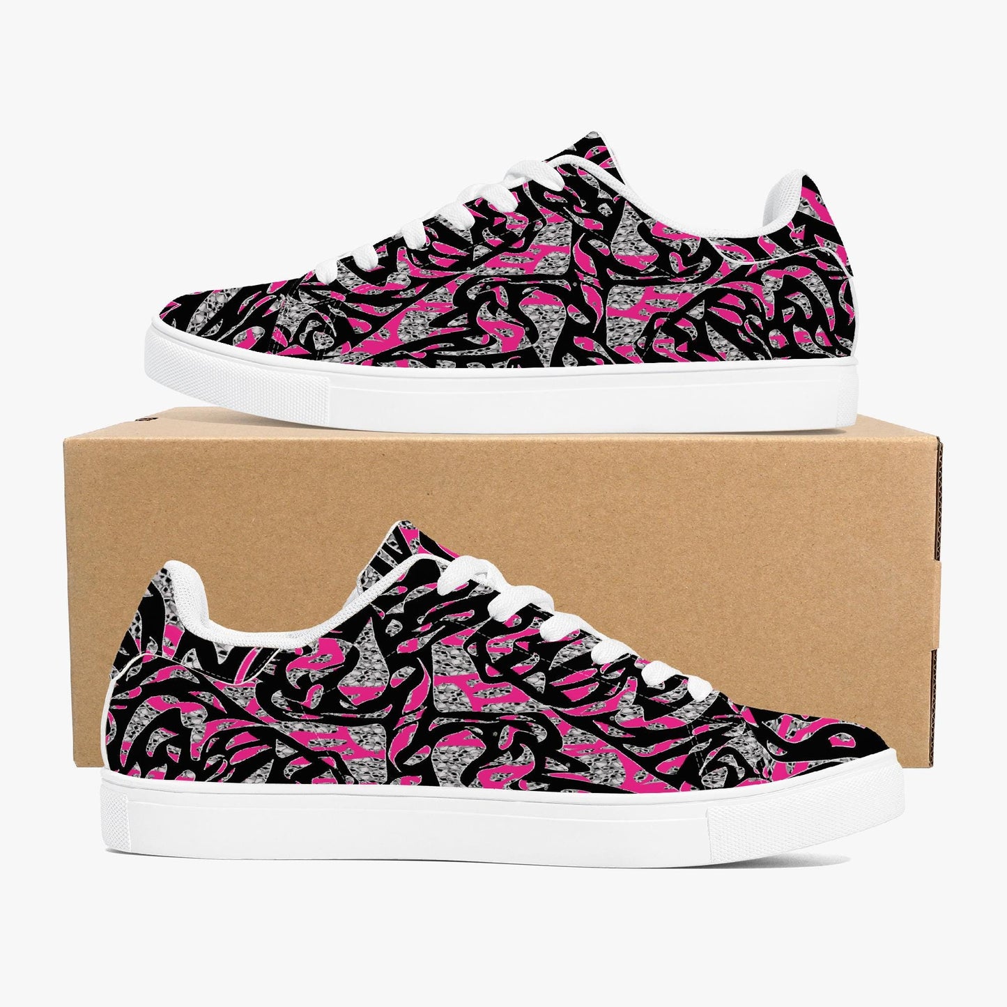 Skullfetti Classic Low-Top Leather Sneakers - White/Black