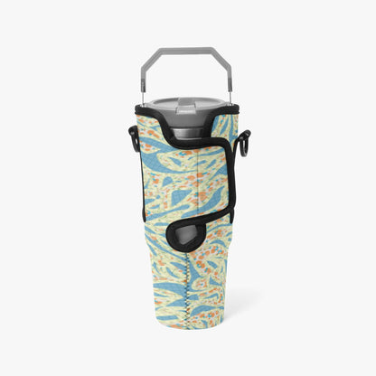 Green & Blue Lava Tumbler Sleeve with Phone Holder