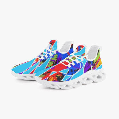 Blue FLOAT Bounce Mesh Knit Sneakers - White
