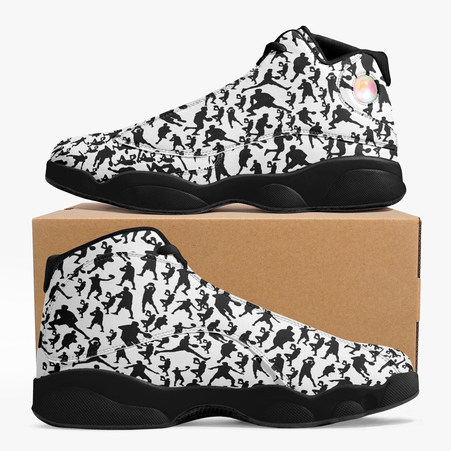 B-Ball Moves Black Sole High-Top Leather Basketball Sneakers