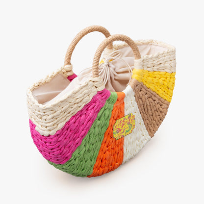 Festive Fun Straw Rainbow Handbag