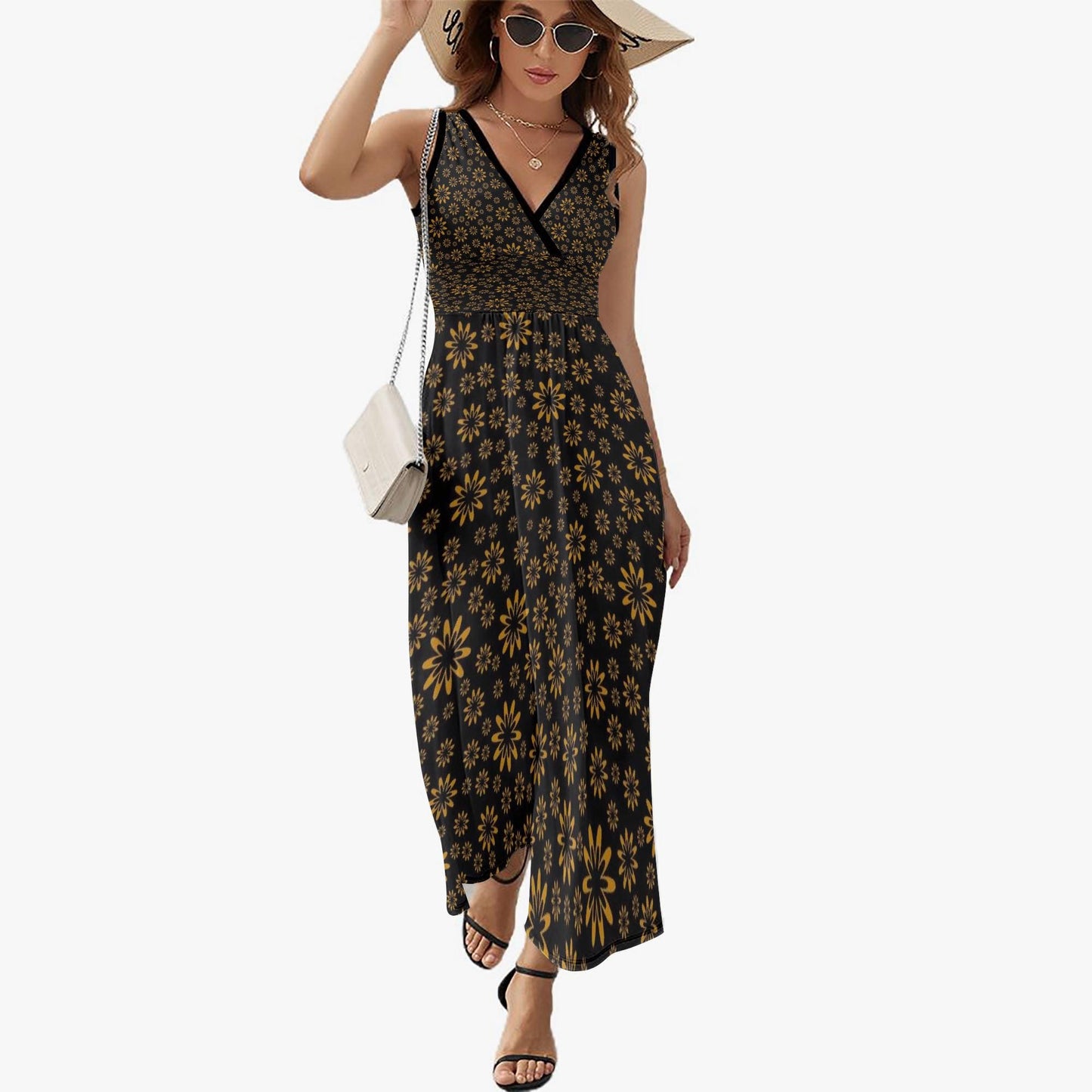 Flower Boomtelyah V-neck Sleeveless Dress