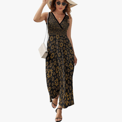 Flower Boomtelyah V-neck Sleeveless Dress