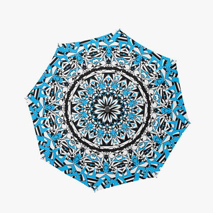 Flower Bloom In Blue Automatic Folding Umbrella