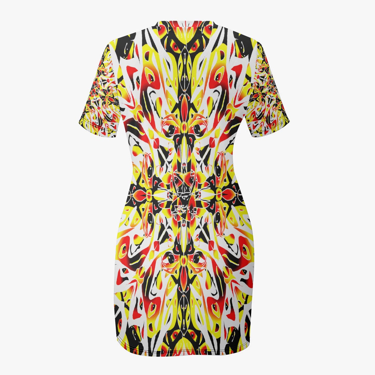 Colorful Dragon Slim-fit Short-sleeved Dress