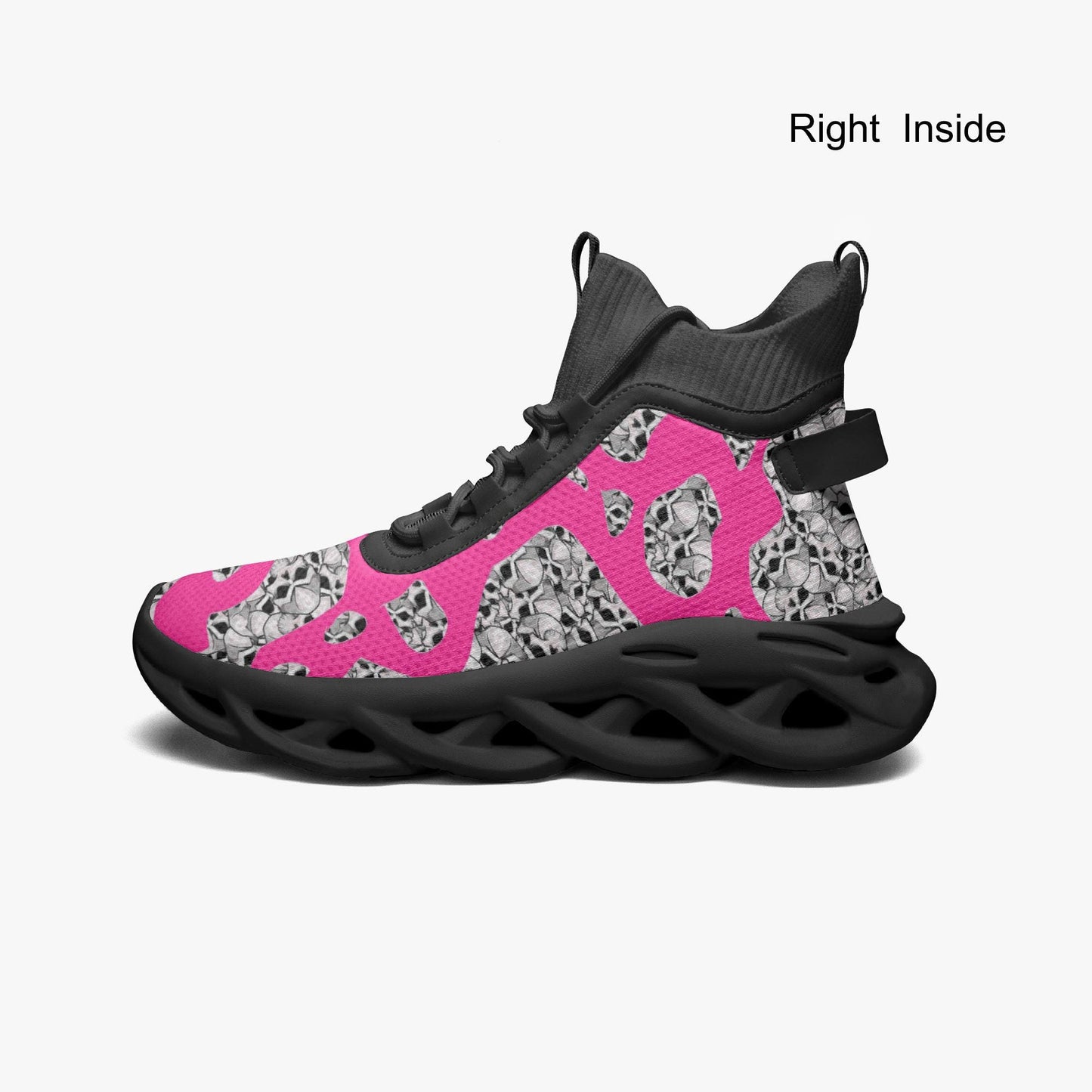 Skulls In Pink High-top Bounce Mesh Knit Sneakers