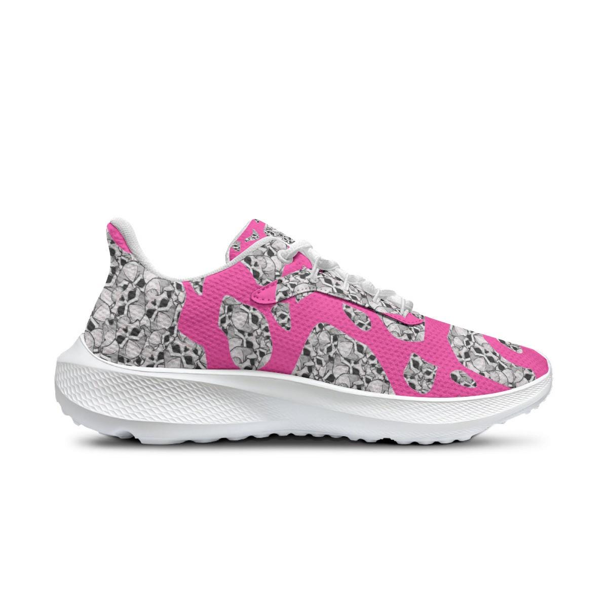 Skulls In Pink Waving Running Shoes