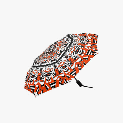 Flower Bloom In Orange Automatic Folding Umbrella