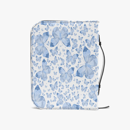 Blue Butterflies In White Bible Cover