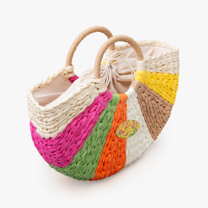 Festive Fun Straw Rainbow Handbag