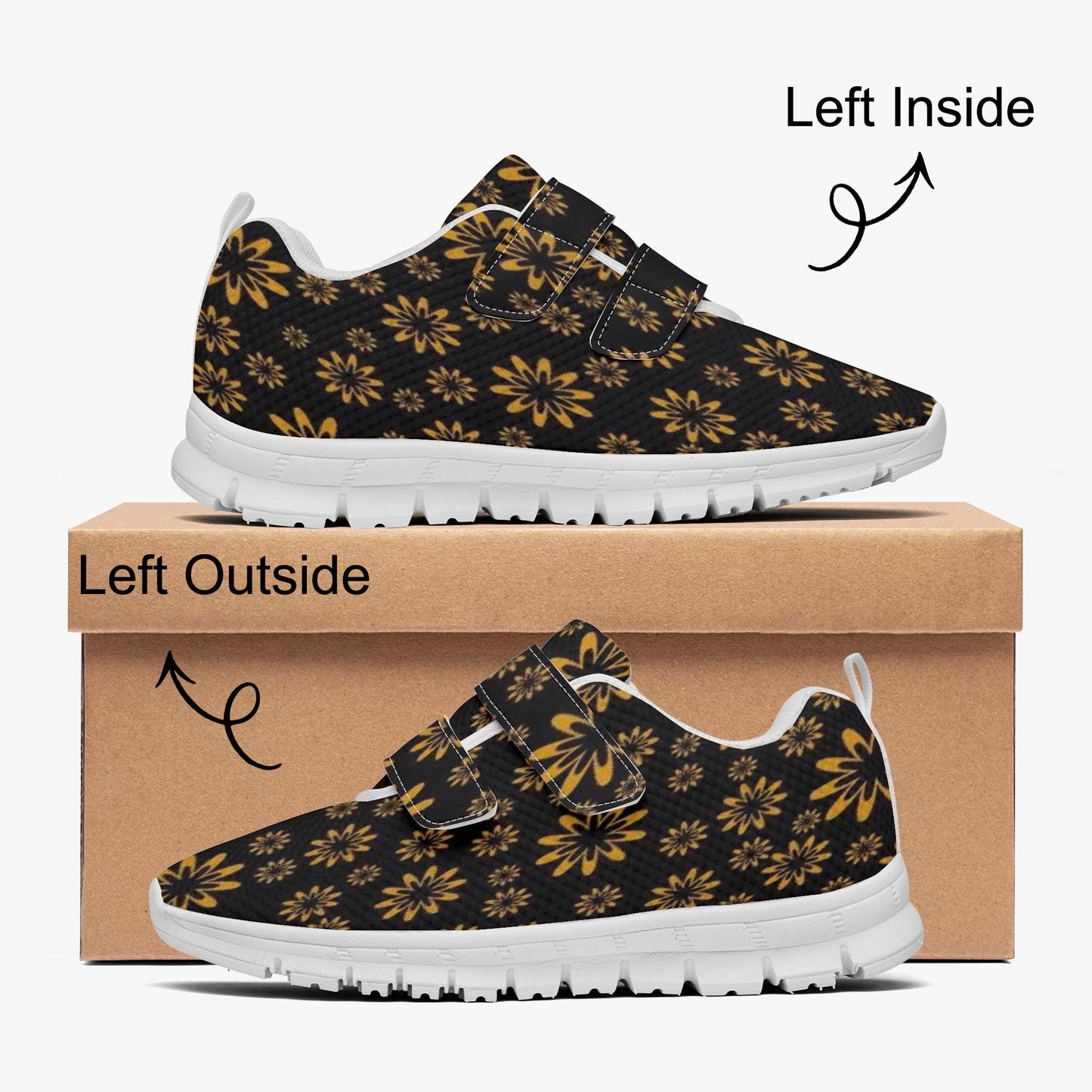 Flower Boomtelyah  Kids Lightweight Velcro Sneaker