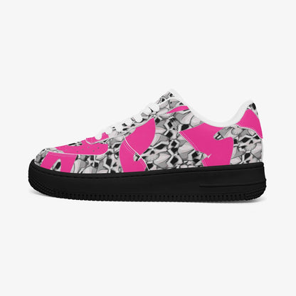 Skulls In Black Low-Top Leather Sports Sneakers - Black Sole
