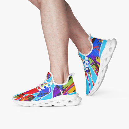 Blue FLOAT Bounce Mesh Knit Sneakers - White