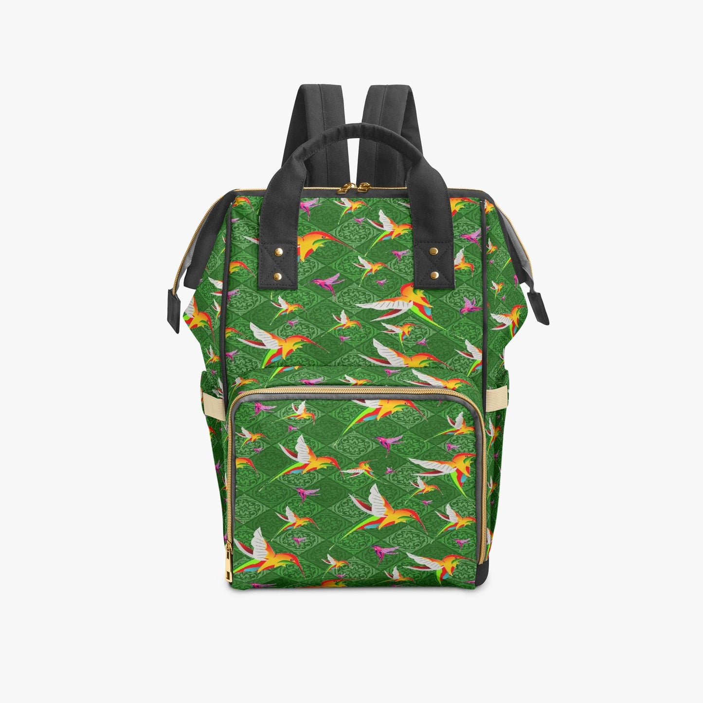 Humming Birds In Plaid Green Diaper Backpack