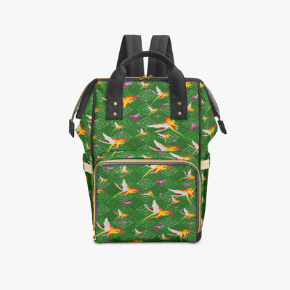 Humming Birds In Plaid Green Diaper Backpack