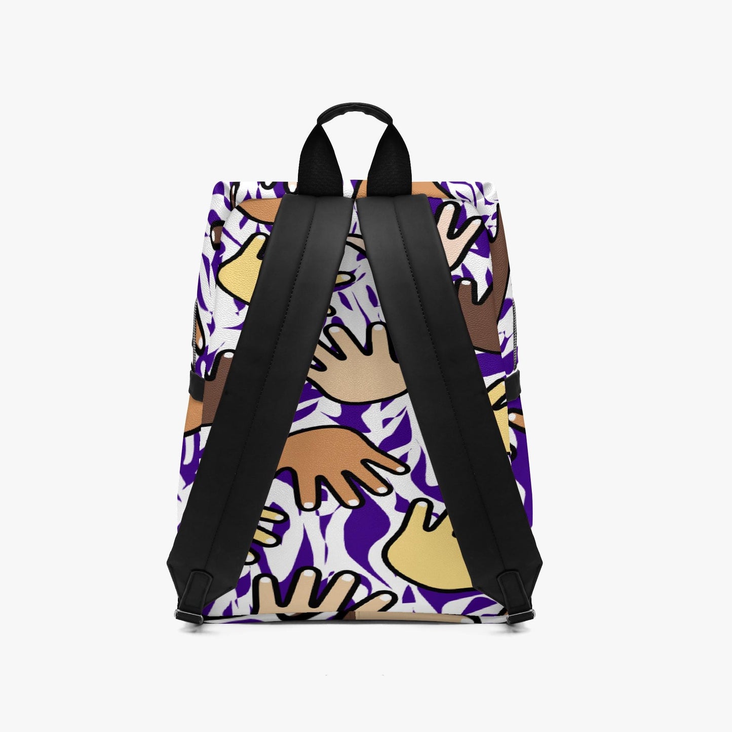 Hands Of Unity Zipper-up Leather Backpack