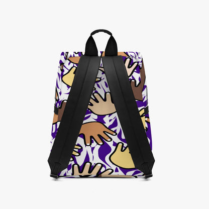 Hands Of Unity Zipper-up Leather Backpack