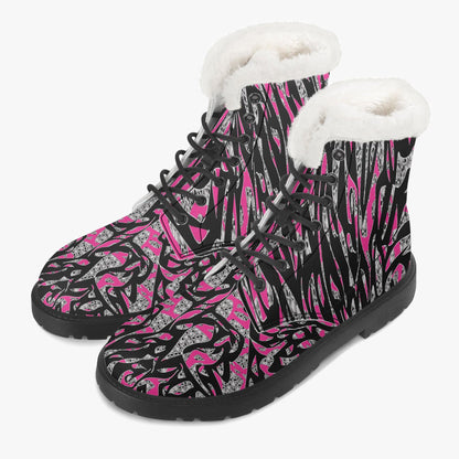 Skullfetti Faux Fur Leather Boots