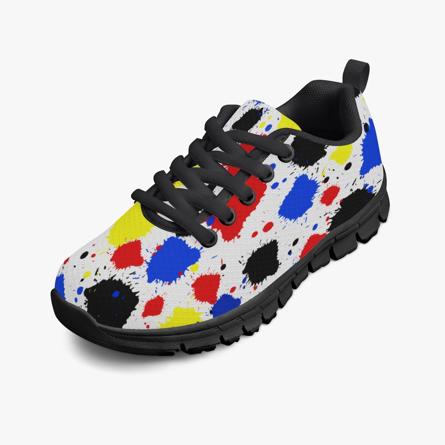Paint Drip Lightweight Kids Mesh Sneakers - Black