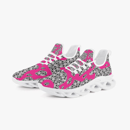 Skulls In Pink Bounce Mesh Knit Sneakers - White