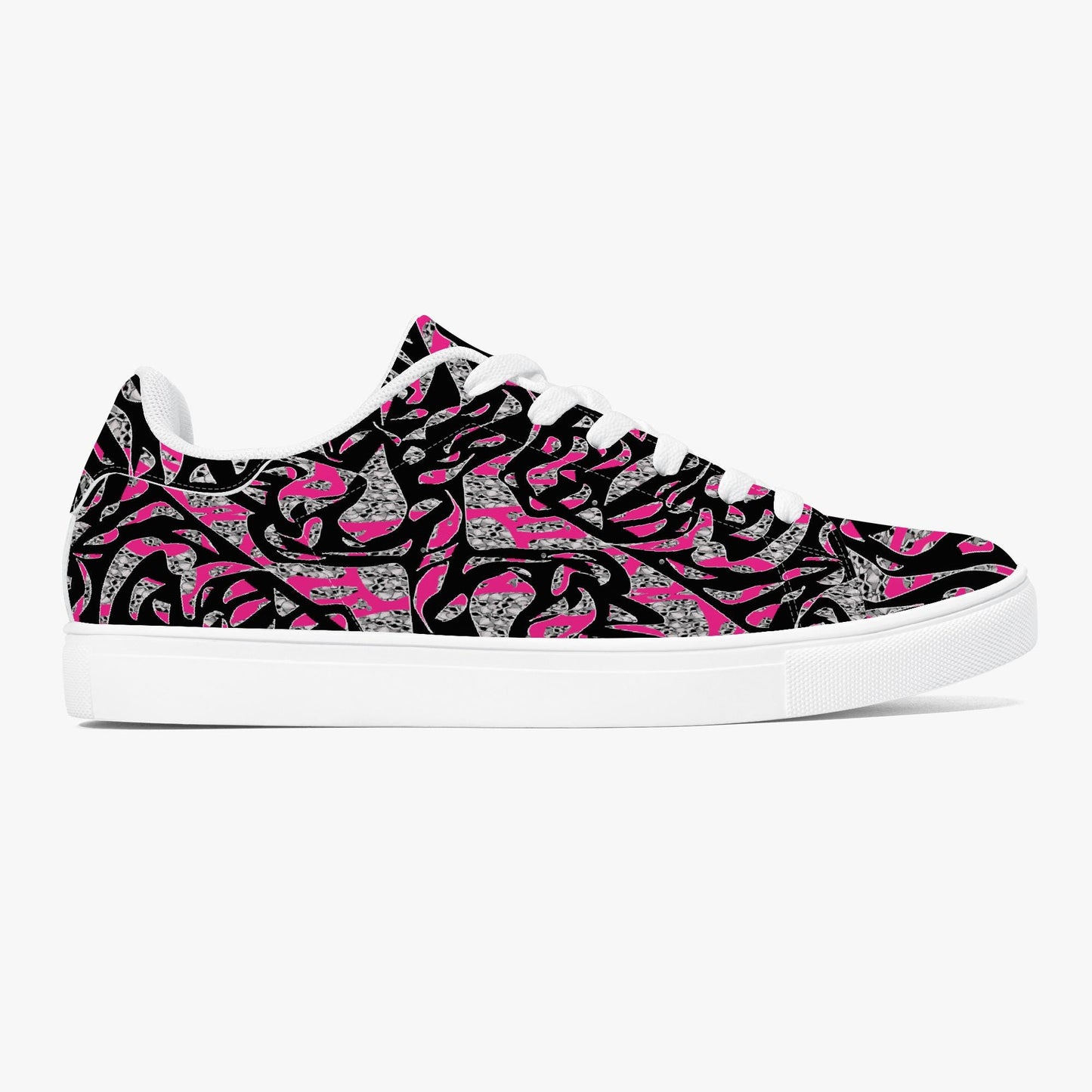 Skullfetti Classic Low-Top Leather Sneakers - White/Black