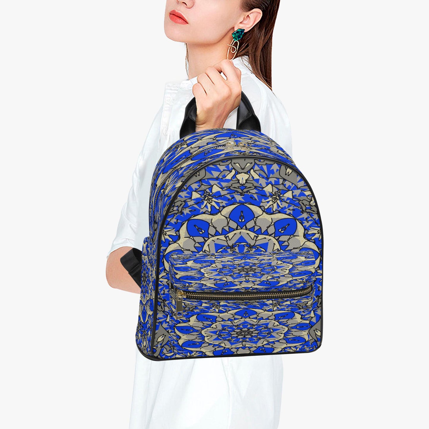 Blue Breeze All Over Printed PU Backpack
