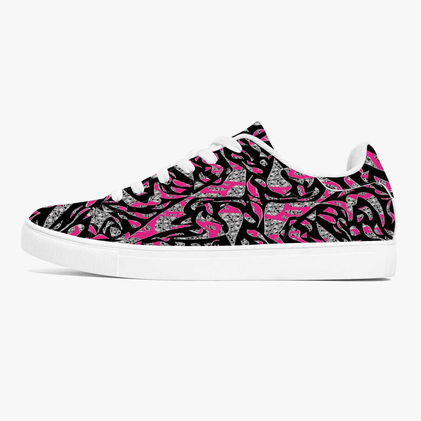Skullfetti Classic Low-Top Leather Sneakers - White/Black