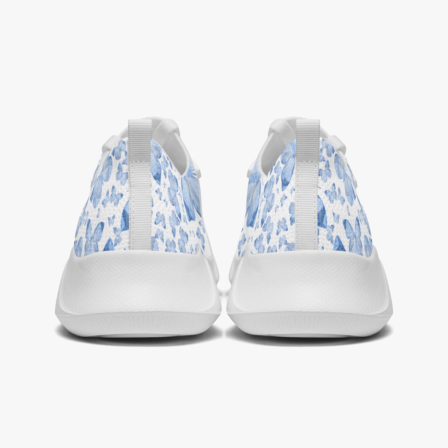 Blue Butterflies In White Women's Running Shoes