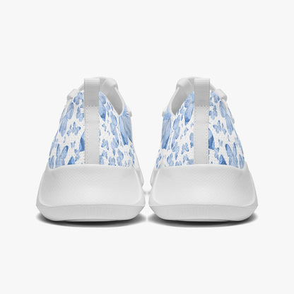 Blue Butterflies In White Women's Running Shoes