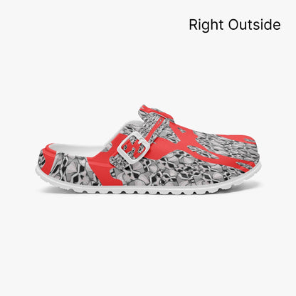 Skulls In Red EVA Nurse Clogs