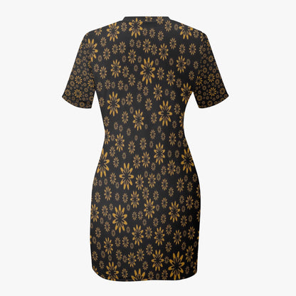 Flower Bloom Slim-fit Short-sleeved Dress