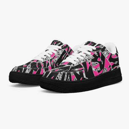 Skullfetti Low-Top Leather Sports Sneakers - Black Sole